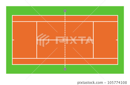 A flat illustration of a tennis court, a popular hobby sport 105774108