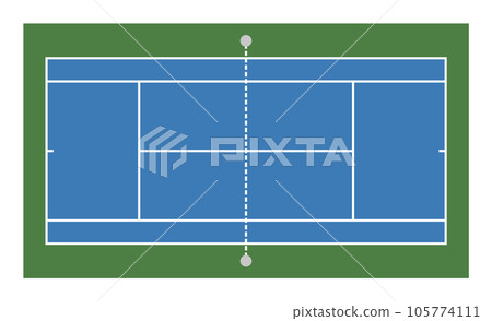 網球場的平面圖,這是一項流行的業餘運動 網球場的平面圖,這是一項流行的業餘運動 105774111