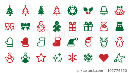 Christmas motif vector icon set Christmas motif vector icon set 105774550