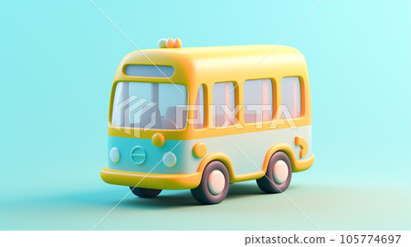 Whimsical Tiny 3D Pastel Bus: Adorable Miniature Transportation Delight Whimsical Tiny 3D Pastel Bus: Adorable Miniature Transportation Delight 105774697
