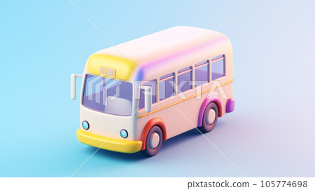 Whimsical Tiny 3D Pastel Bus: Adorable Miniature Transportation Delight 105774698