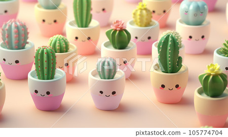 Adorable Miniature 3D Cactus: A Tiny Delight of Nature 105774704