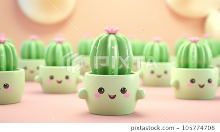 Adorable Miniature 3D Cactus: A Tiny Delight of Nature 105774708
