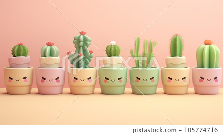 Adorable Miniature 3D Cactus: A Tiny Delight of Nature 105774716