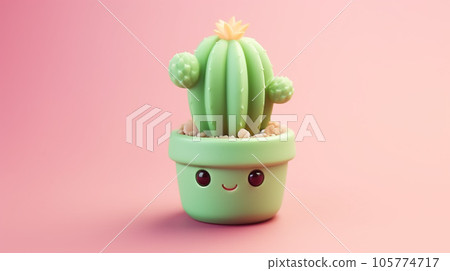 Adorable Miniature 3D Cactus: A Tiny Delight of Nature 105774717