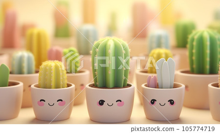 Adorable Miniature 3D Cactus: A Tiny Delight of Nature 105774719