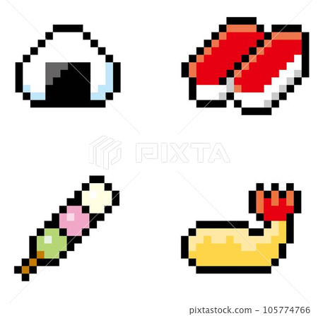 Game-style pixel art Japanese food set Game-style pixel art Japanese food set 105774766