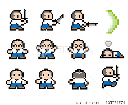 Game-style pixel art samurai motion set Game-style pixel art samurai motion set 105774774