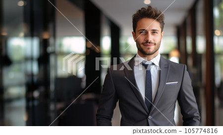 Confident Business Elegance-Handsome Businessman Posing with Style Confident Business Elegance-Handsome Businessman Posing with Style 105774816