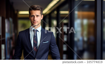 Confident Business Elegance-Handsome Businessman Posing with Style 105774819