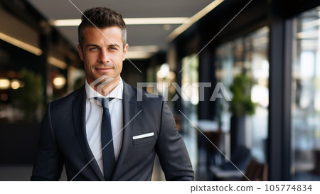 Confident Business Elegance-Handsome Businessman Posing with Style Confident Business Elegance-Handsome Businessman Posing with Style 105774834