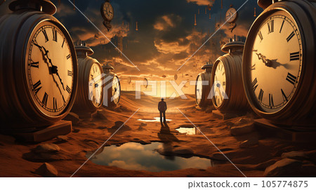 Clockwork Dreamscape: Temporal Vortex Surreal Landscape 105774875