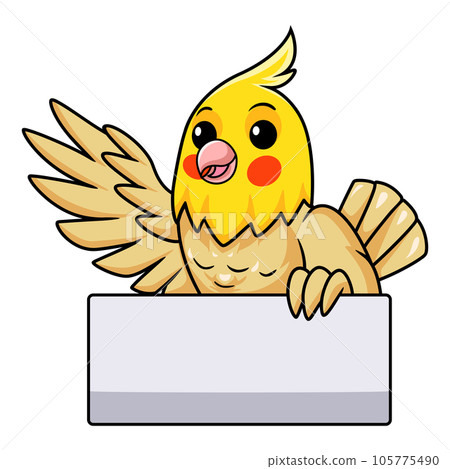 Cute lutino cockatiel bird cartoon waving hand Cute lutino cockatiel bird cartoon waving hand 105775490
