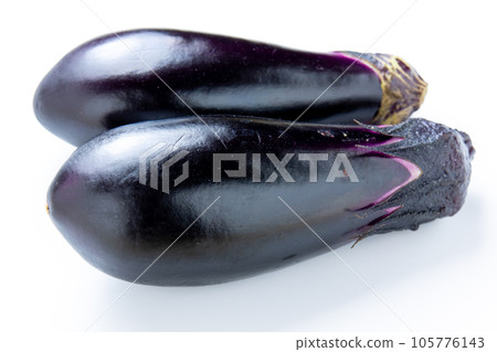 Two eggplants. (white background) Two eggplants. (white background) 105776143