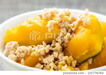 Pumpkin chicken minced up. 105776768