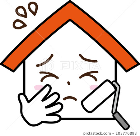 The expression of the house worried about the outer wall 105776898