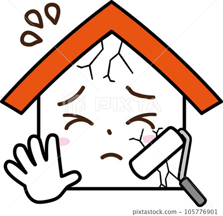 房子擔心外牆開裂的表情 房子擔心外牆開裂的表情 105776901