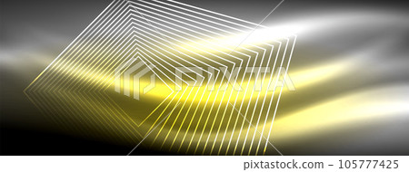 Glowing neon wave abstract background - vibrant, luminescent waves pulsate in a captivating and electrifying display 105777425