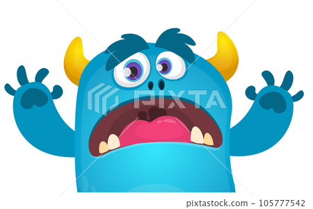 Funny cartoon monster character. Illustration of cute and happy alien. Halloween vector design isolated 105777542
