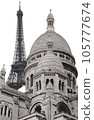 Eiffel Tower and Sacre Coeur Vectors isolated transparent background 105777674
