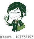 A woman who uses a handy fan 105778197