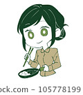 Woman cooking in a frying pan 105778199