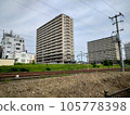 landscape photography railroad tracks and buildings 105778398