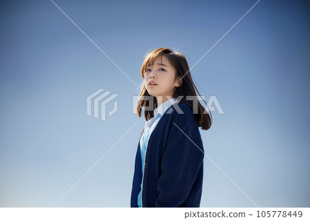 女高中生對著藍天哭泣AI生成 105778449