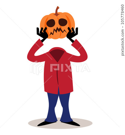 Scarecrow ghost with pumpkin head . Halloween cartoon characters . Vector . Scarecrow ghost with pumpkin head . Halloween cartoon characters . Vector . 105778460