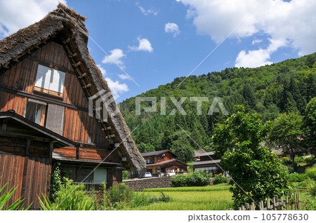 Beautiful scenery of World Heritage Shirakawa-go Gassho-zukuri style Beautiful scenery of World Heritage Shirakawa-go Gassho-zukuri style 105778630