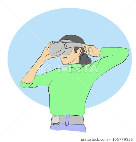 half length of businesswoman using vr glasses illustration vector hand drawn isolated on white background 105779536