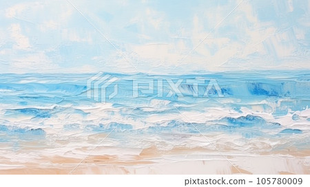 粗獷的夏季海灘油畫_1 生成式人工智能 105780009