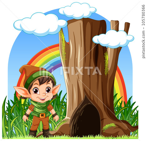 Dwarf cartoon in fantasy world 105780366