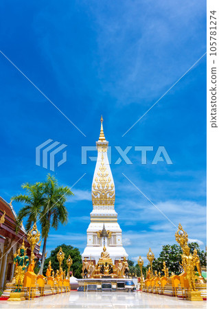 Phanom Pagoda of Phra That Phanom temple in That Phanom District, Nakhon Phanom, Thailand. Phanom Pagoda of Phra That Phanom temple in That Phanom District, Nakhon Phanom, Thailand. 105781274