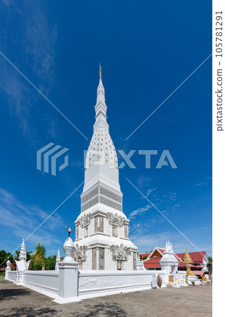 Tha Uthen Pagoda of Phra That Tha Uthen temple in Tha Uthen District, Nakhon Phanom, Thailand. Tha Uthen Pagoda of Phra That Tha Uthen temple in Tha Uthen District, Nakhon Phanom, Thailand. 105781291