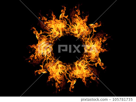 Illustration of a ring of burning flames 105781735
