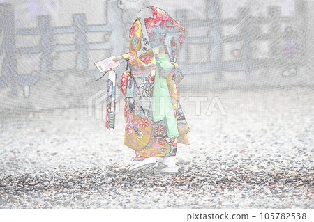 Pastel style "Shichi-go-san pilgrimage image" illustration image 105782538