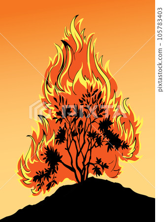 Burning bush. Vector drawing icon Burning bush. Vector drawing icon 105783403