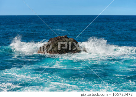 Cliff and Blue Mediterranean Sea in Liguria - Italy Europe Cliff and Blue Mediterranean Sea in Liguria - Italy Europe 105783472