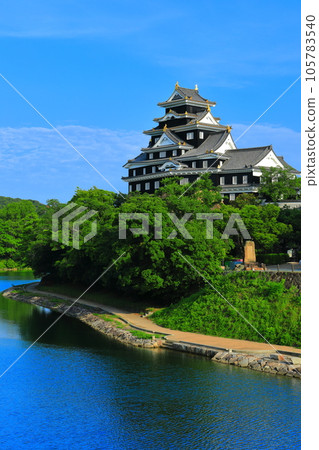 [岡山縣] 晴天的岡山城和旭川（令和大整修後） 105783540