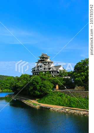[岡山縣] 晴天的岡山城和旭川（令和大整修後） 105783542