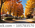 AI image Tree-lined road image of autumn leaves 105783570