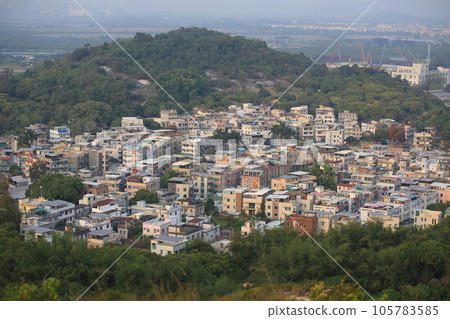 Village of new territories, yuen long near Industrial Estate in aerial view Village of new territories, yuen long near Industrial Estate in aerial view 105783585
