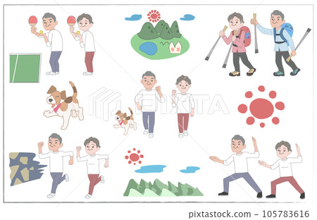 Old man senior exercise set material 105783616