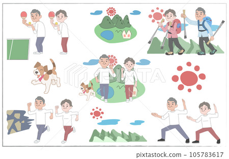 Old man senior exercise set material 105783617