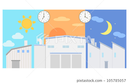 Illustration of factory shift work 105785057