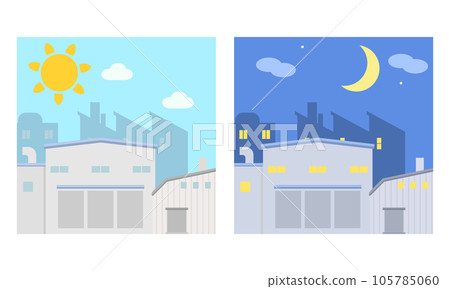 factory day and night illustration 105785060