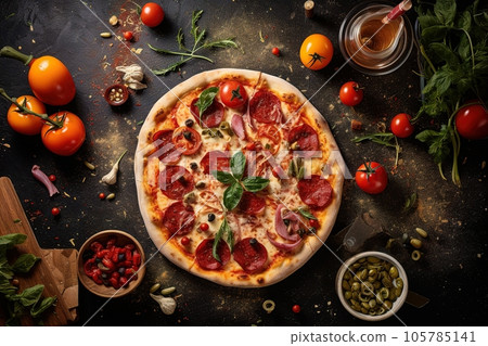 Delicious italian pizza on the table 105785141