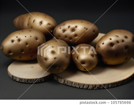 realistic potatoes on black background closeup sharp realistic potatoes on black background closeup sharp 105785698