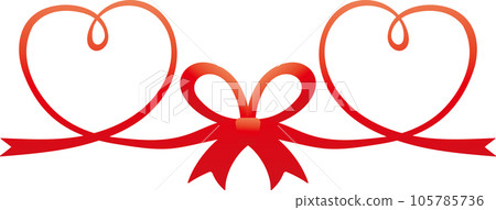Two red heart frames made of ribbon 105785736